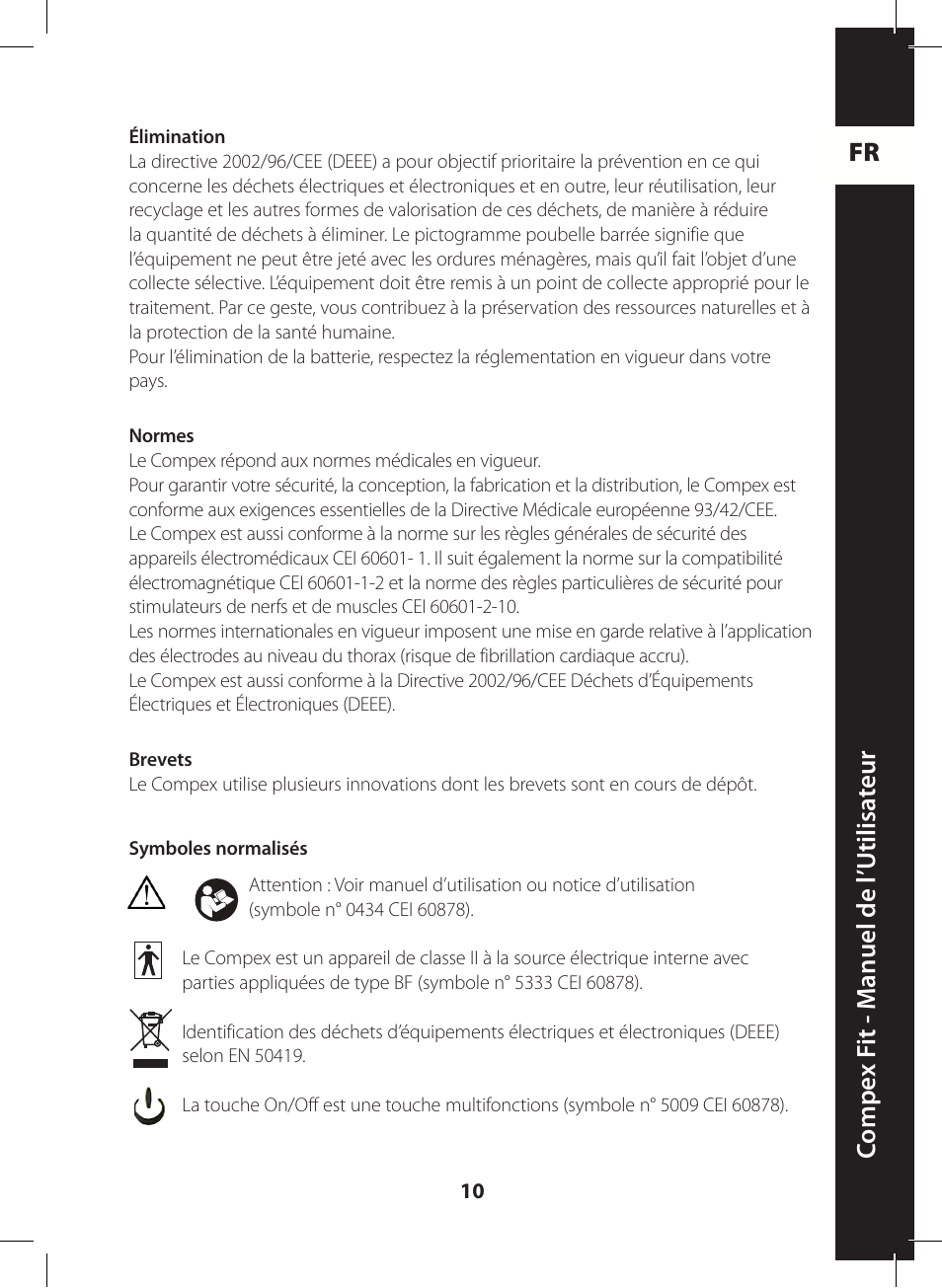 Fr c ompe x f it - m anuel de l ’utilisa teur | Compex FIT User Manual | Page 10 / 172