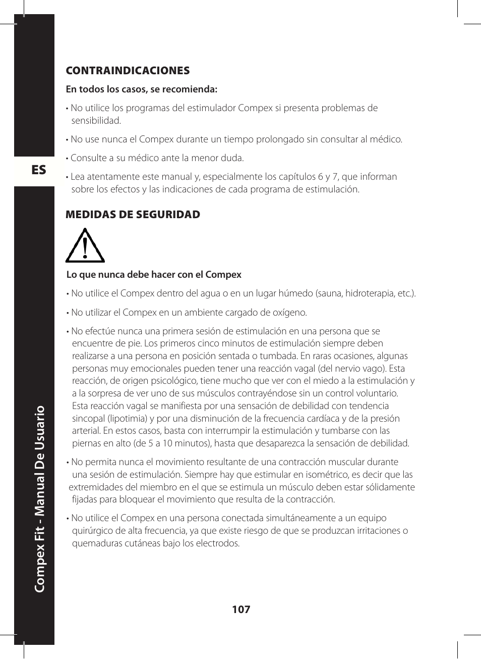 Es c ompe x f it - m anual de u suario | Compex FIT User Manual | Page 107 / 172