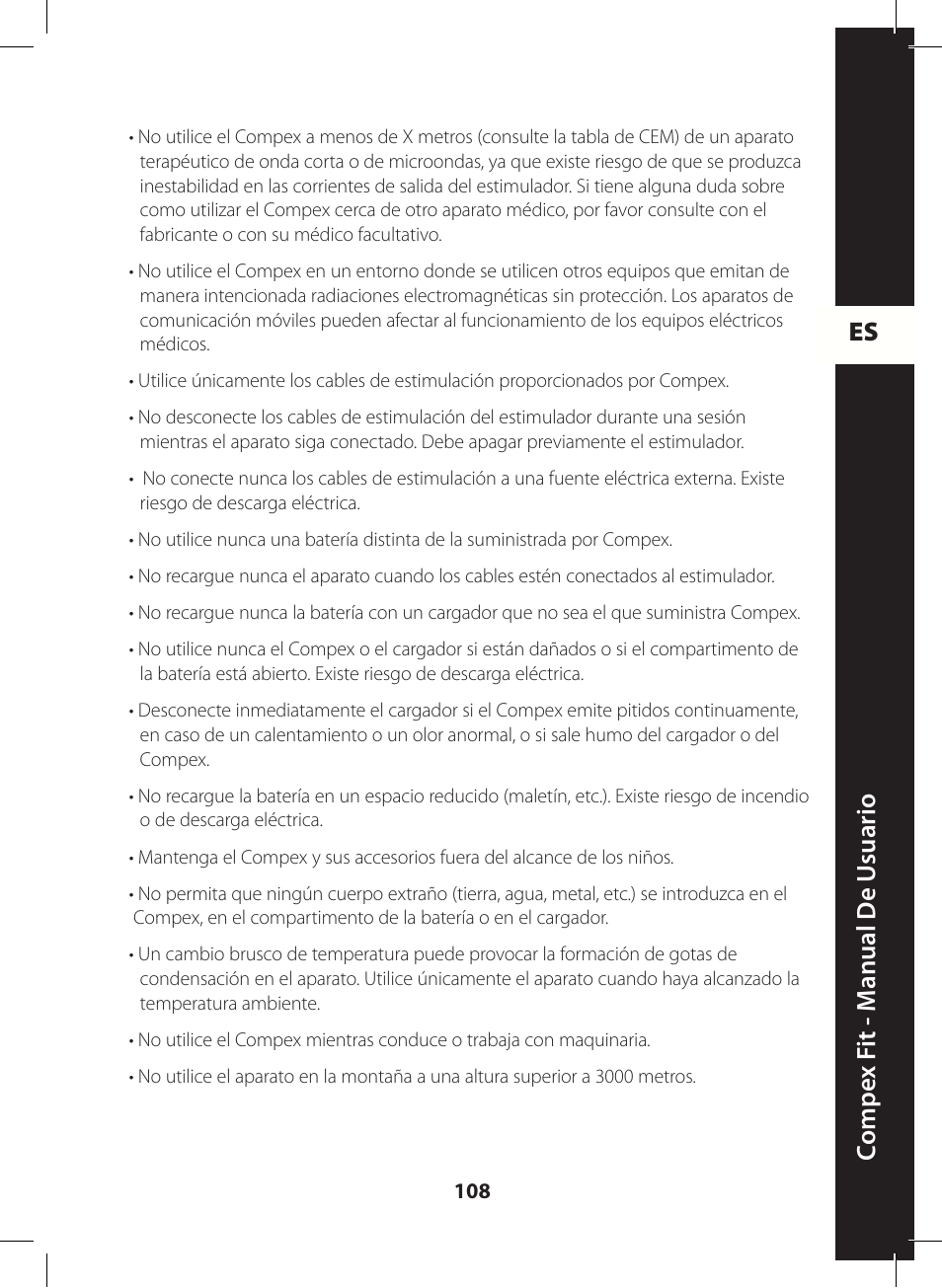 Es c ompe x f it - m anual de u suario | Compex FIT User Manual | Page 108 / 172