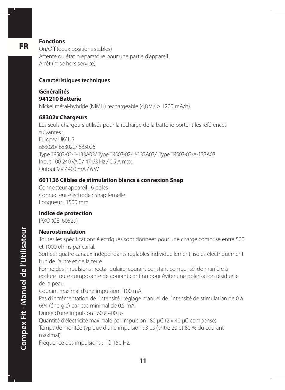 Fr c ompe x f it - m anuel de l ’utilisa teur | Compex FIT User Manual | Page 11 / 172