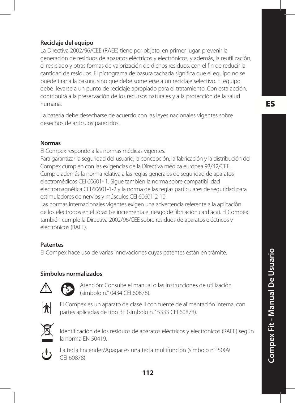 Es c ompe x f it - m anual de u suario | Compex FIT User Manual | Page 112 / 172