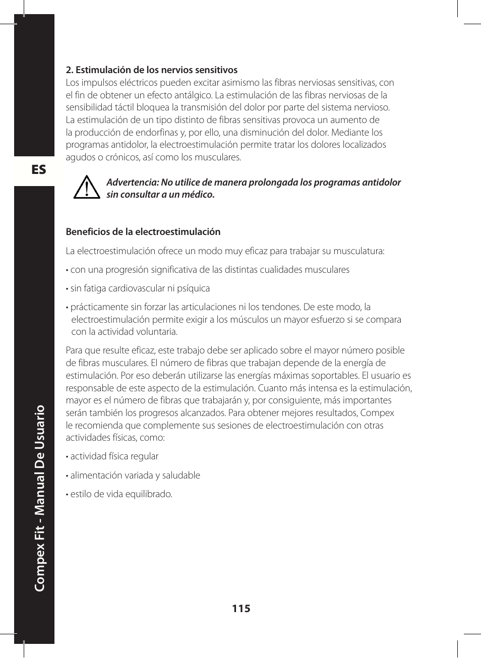 Es c ompe x f it - m anual de u suario | Compex FIT User Manual | Page 115 / 172