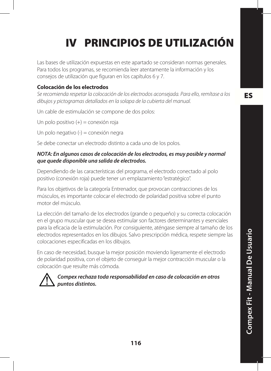 Iv principios de utilización | Compex FIT User Manual | Page 116 / 172