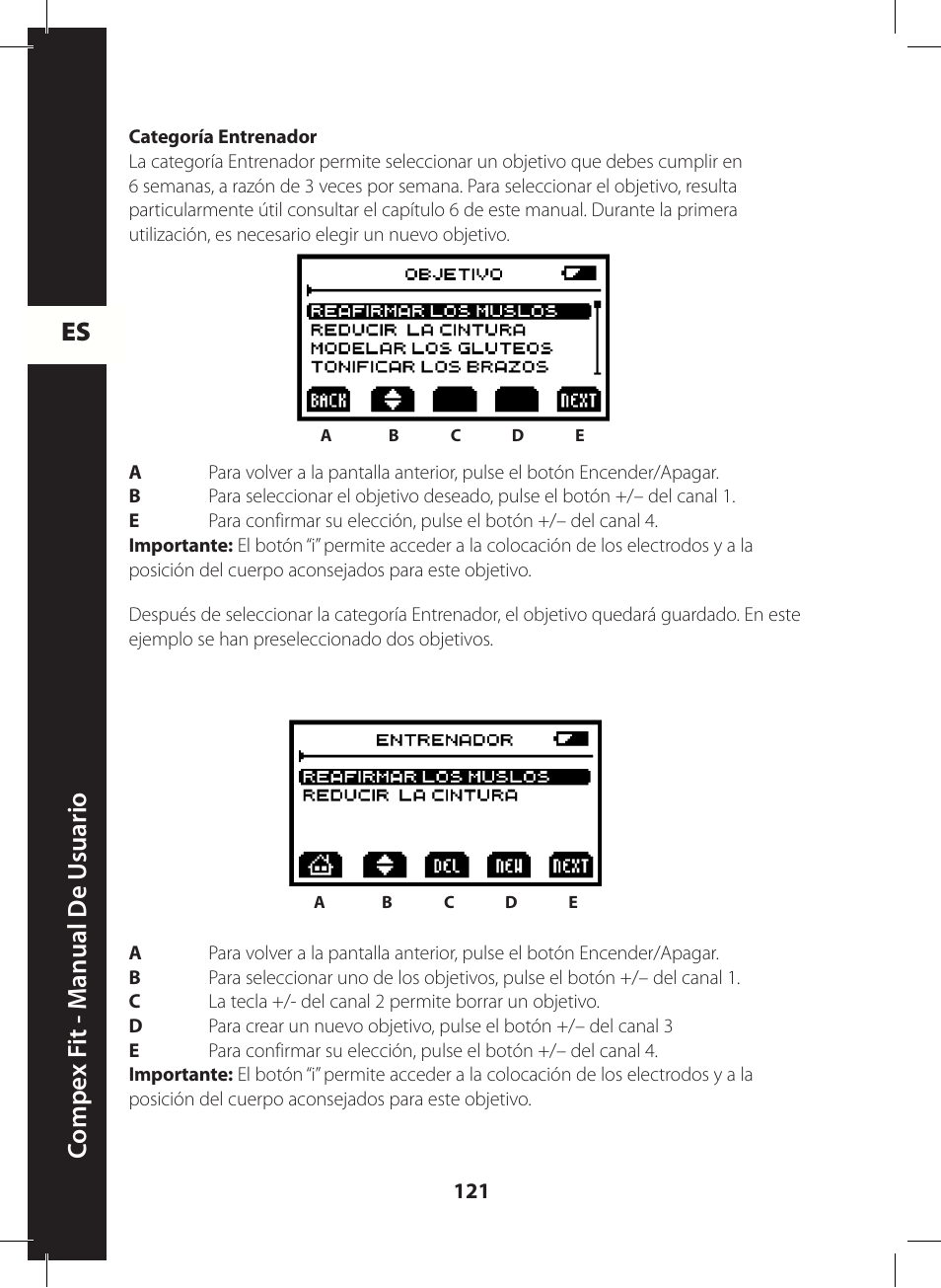 Es c ompe x f it - m anual de u suario | Compex FIT User Manual | Page 121 / 172