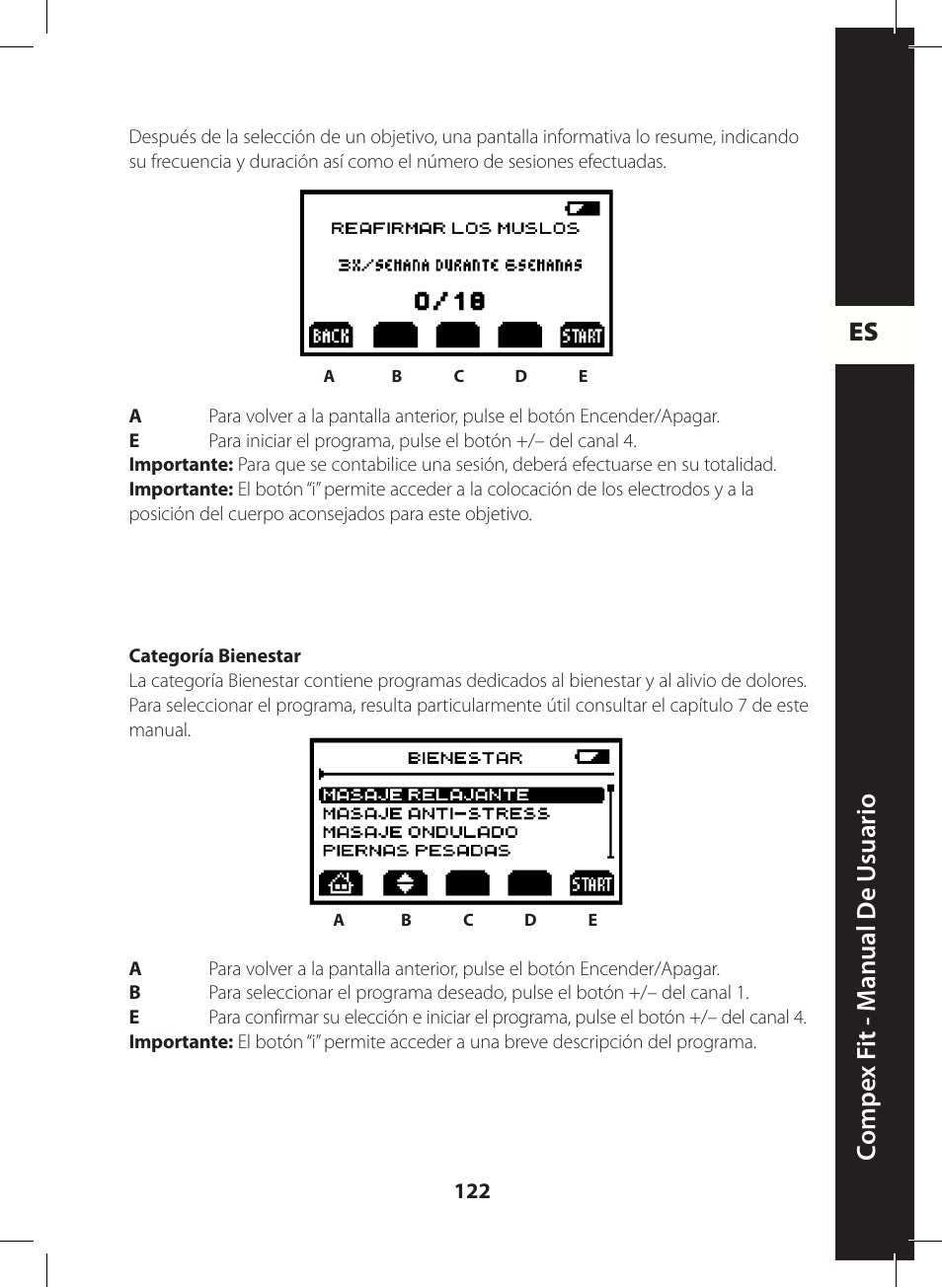Es c ompe x f it - m anual de u suario | Compex FIT User Manual | Page 122 / 172