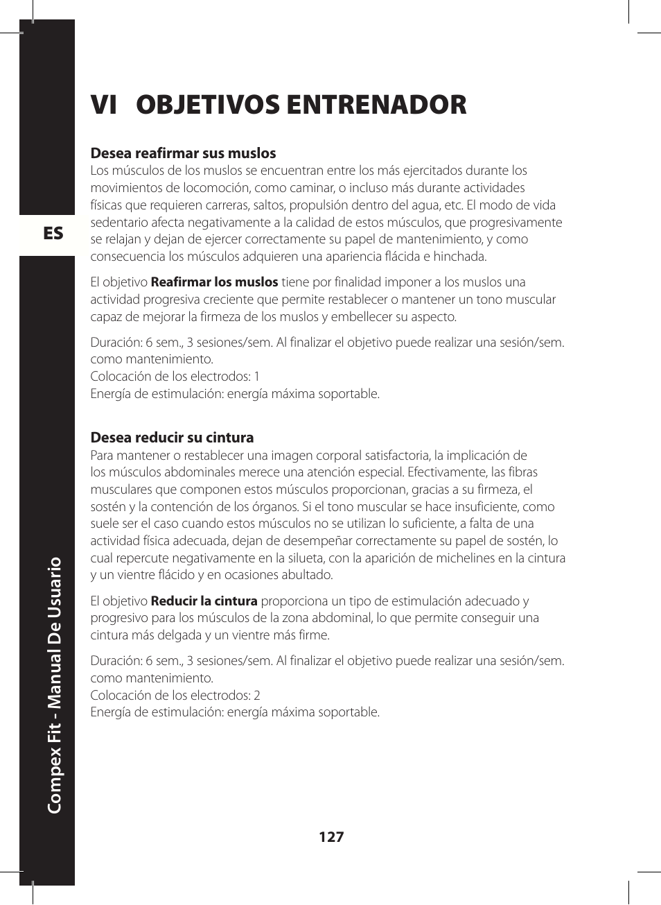 Vi objetivos entrenador | Compex FIT User Manual | Page 127 / 172
