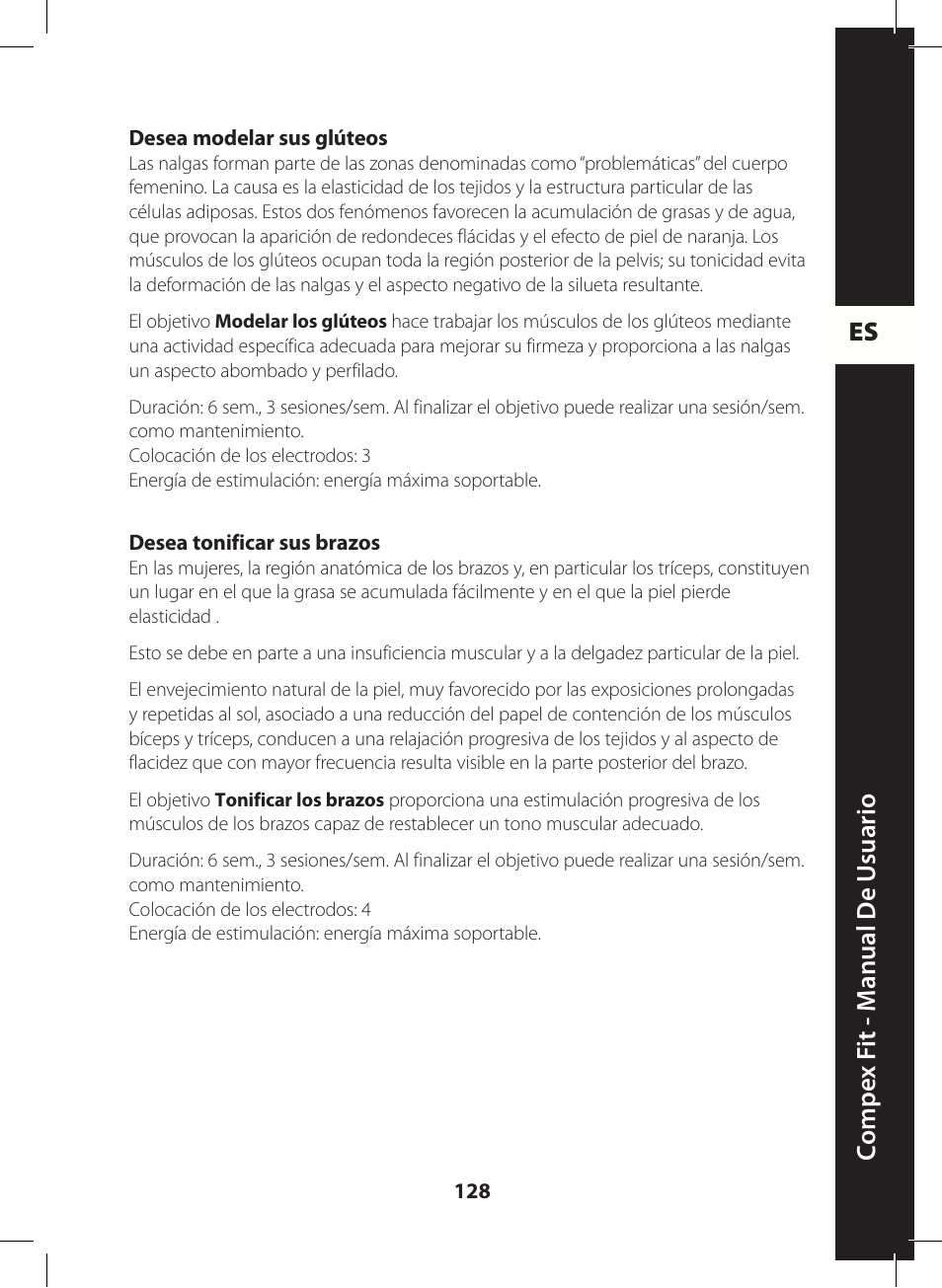 Es c ompe x f it - m anual de u suario | Compex FIT User Manual | Page 128 / 172