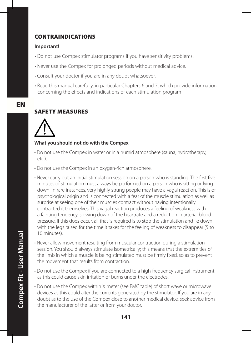 En c ompe x f it - u ser m anual | Compex FIT User Manual | Page 141 / 172