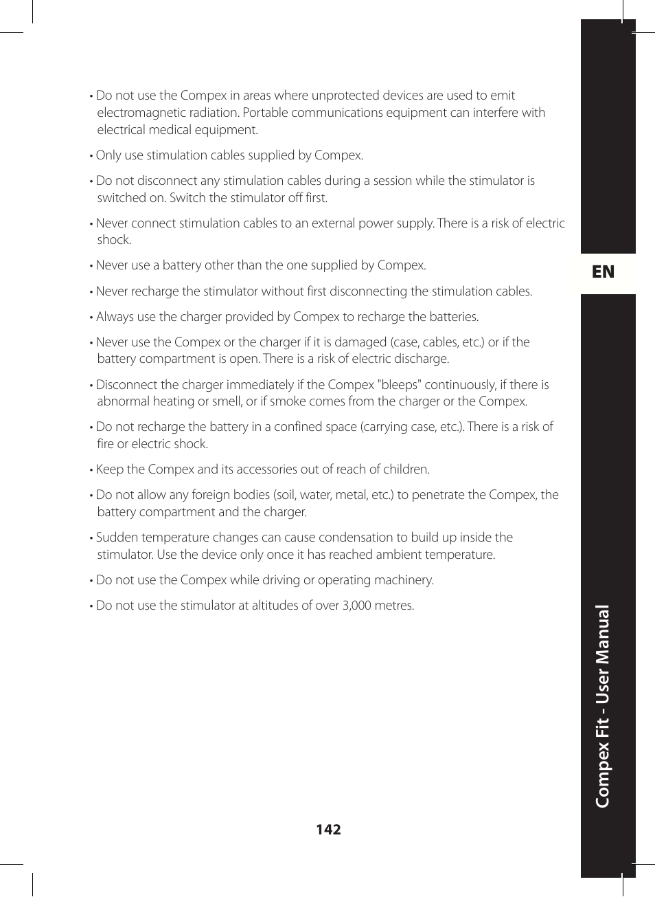 En c ompe x f it - u ser m anual | Compex FIT User Manual | Page 142 / 172