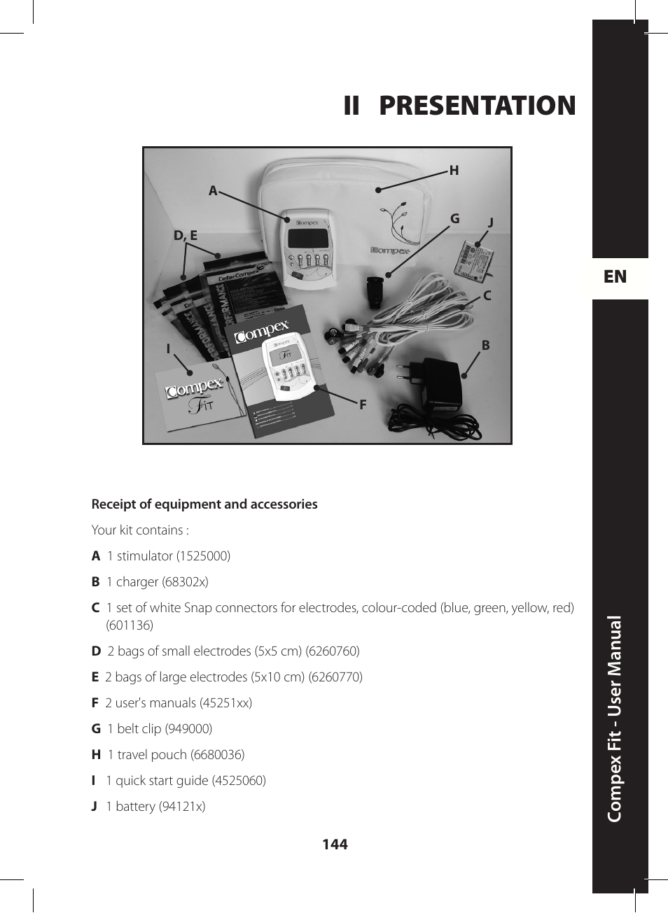 Ii presentation, En c ompe x f it - u ser m anual | Compex FIT User Manual | Page 144 / 172