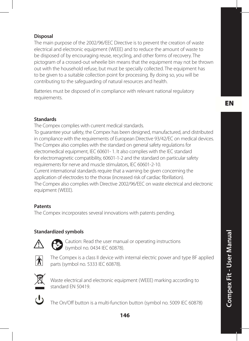En c ompe x f it - u ser m anual | Compex FIT User Manual | Page 146 / 172