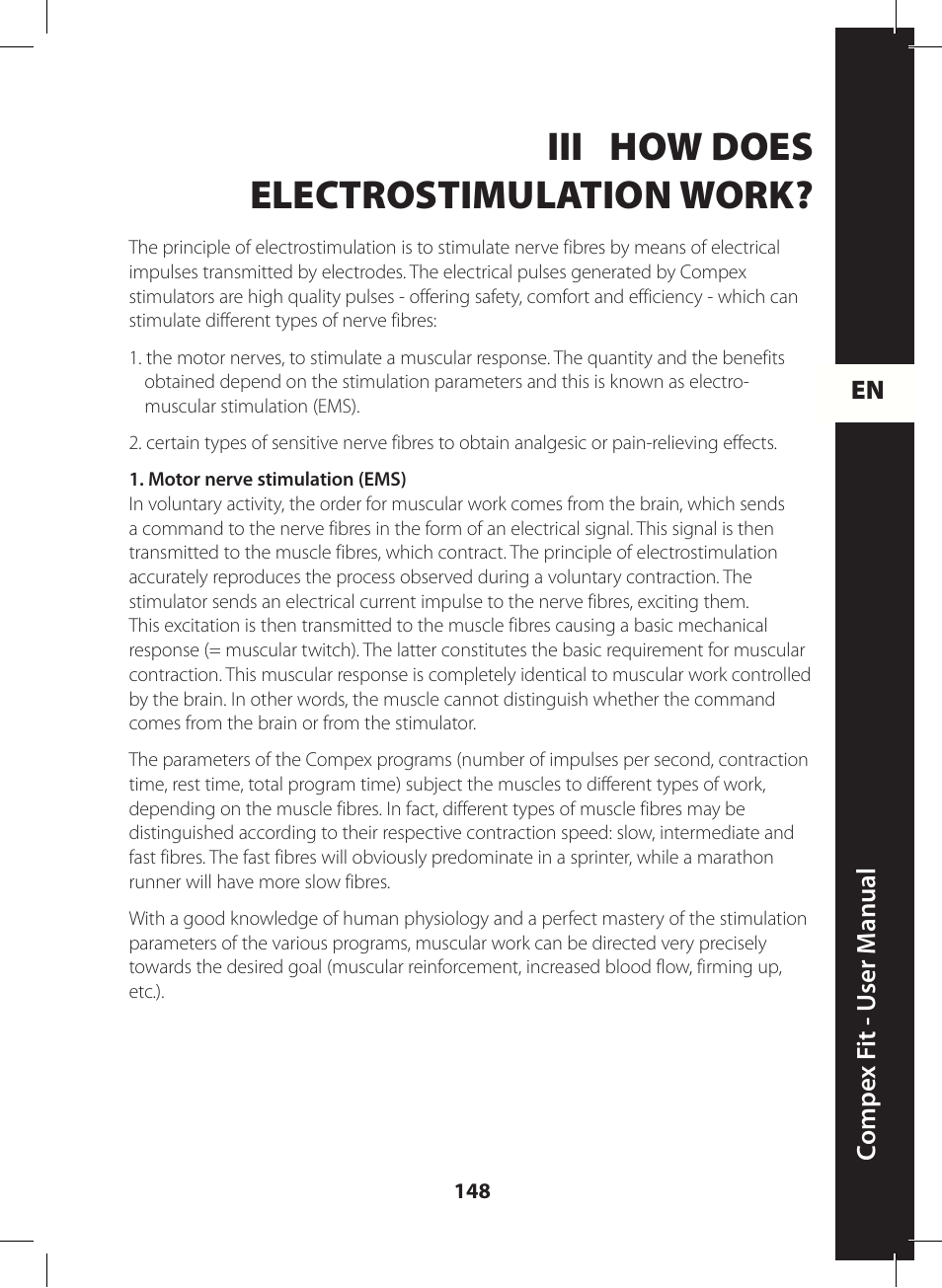 Iii how does electrostimulation work | Compex FIT User Manual | Page 148 / 172