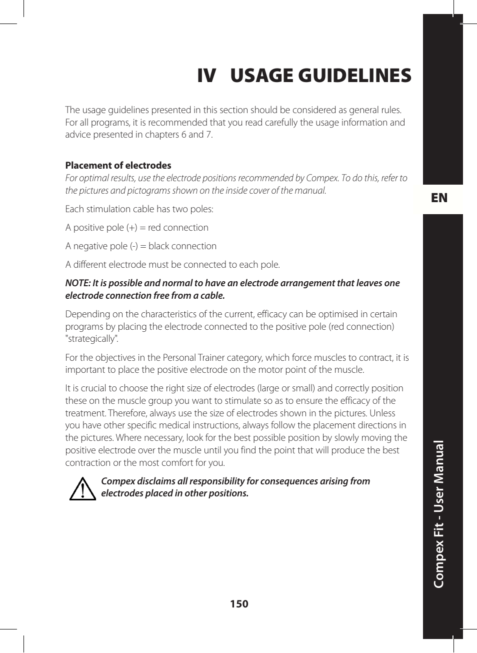 Iv usage guidelines | Compex FIT User Manual | Page 150 / 172