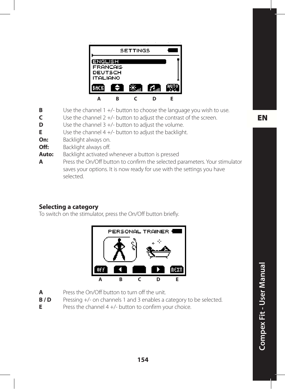 En c ompe x f it - u ser m anual | Compex FIT User Manual | Page 154 / 172