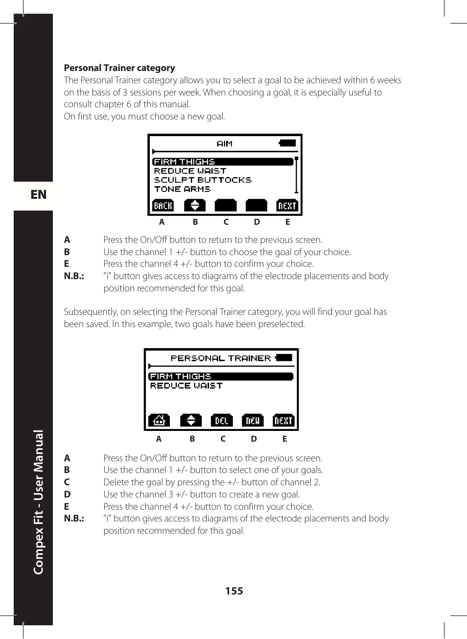 En c ompe x f it - u ser m anual | Compex FIT User Manual | Page 155 / 172