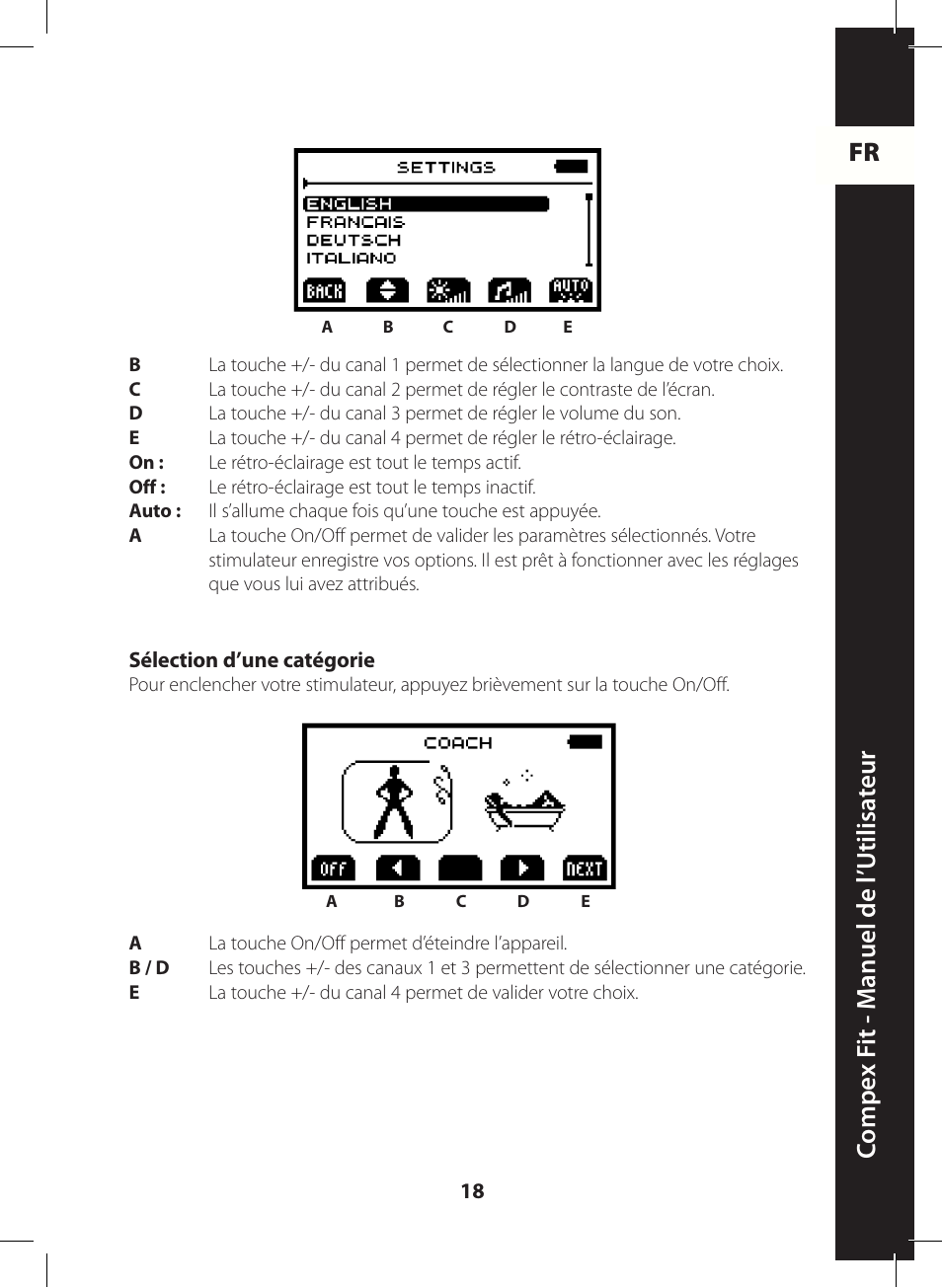 Fr c ompe x f it - m anuel de l ’utilisa teur | Compex FIT User Manual | Page 18 / 172