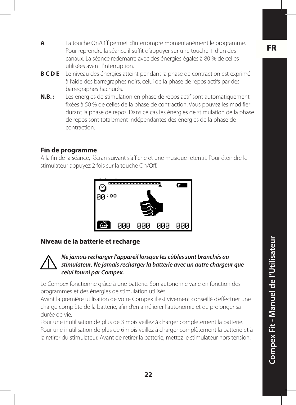 Fr c ompe x f it - m anuel de l ’utilisa teur | Compex FIT User Manual | Page 22 / 172