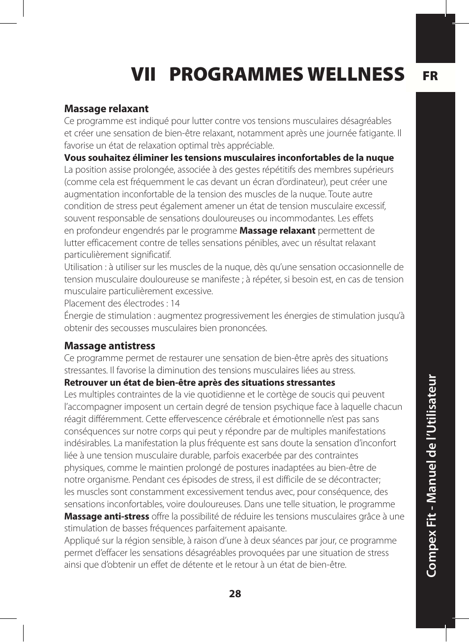 Vii programmes wellness | Compex FIT User Manual | Page 28 / 172