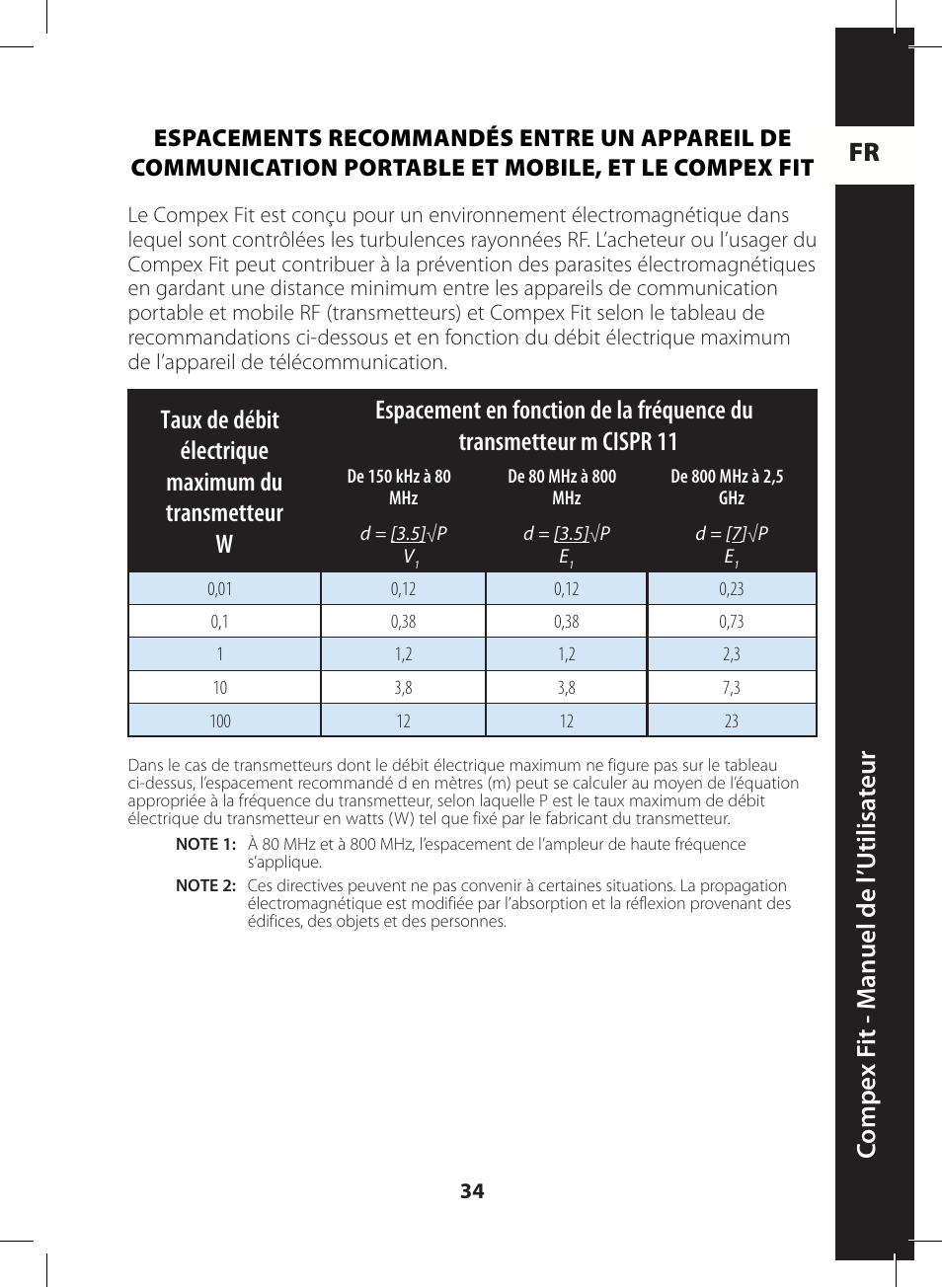 Fr c ompe x f it - m anuel de l ’utilisa teur | Compex FIT User Manual | Page 34 / 172