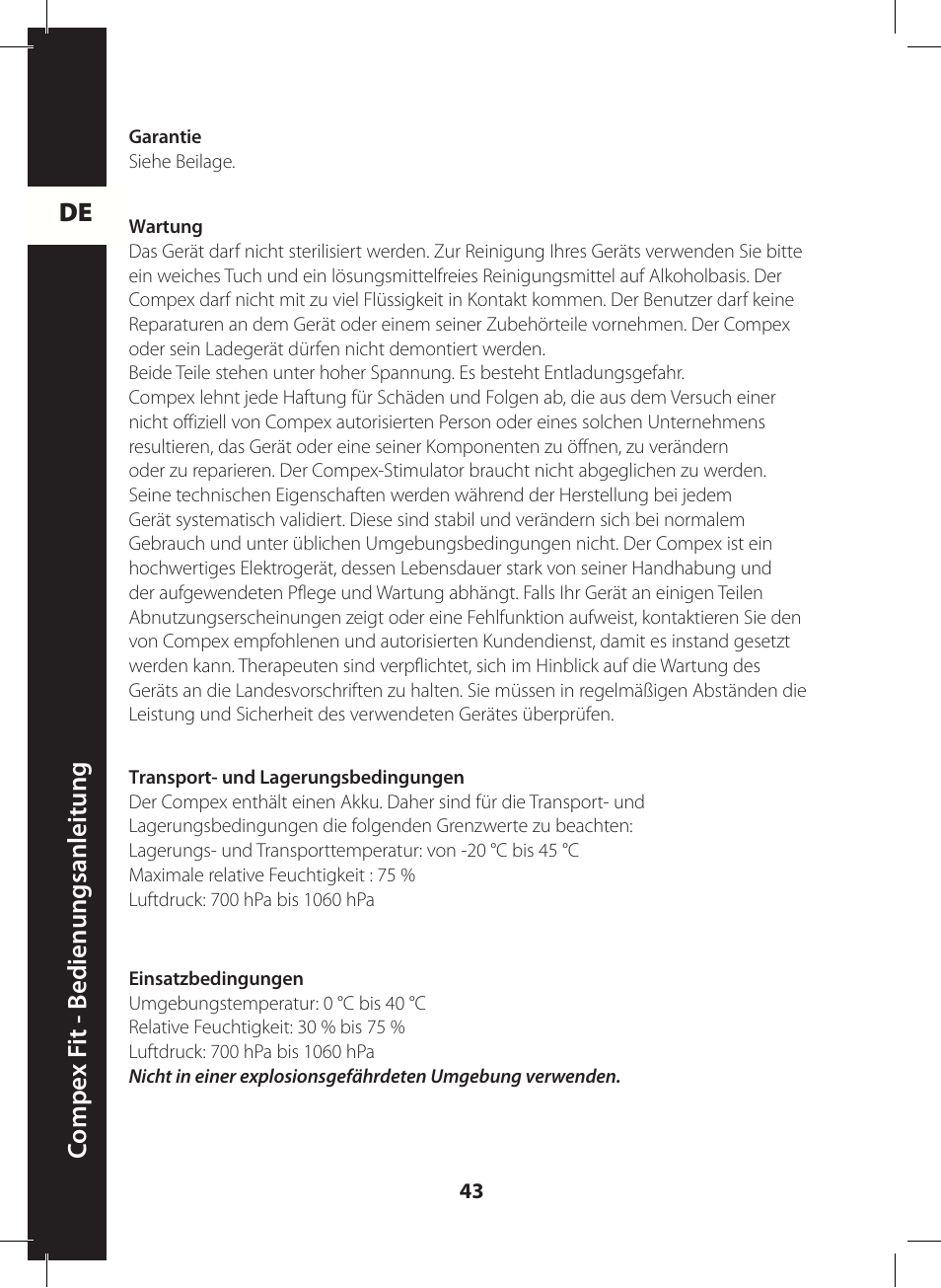 Compex FIT User Manual | Page 43 / 172