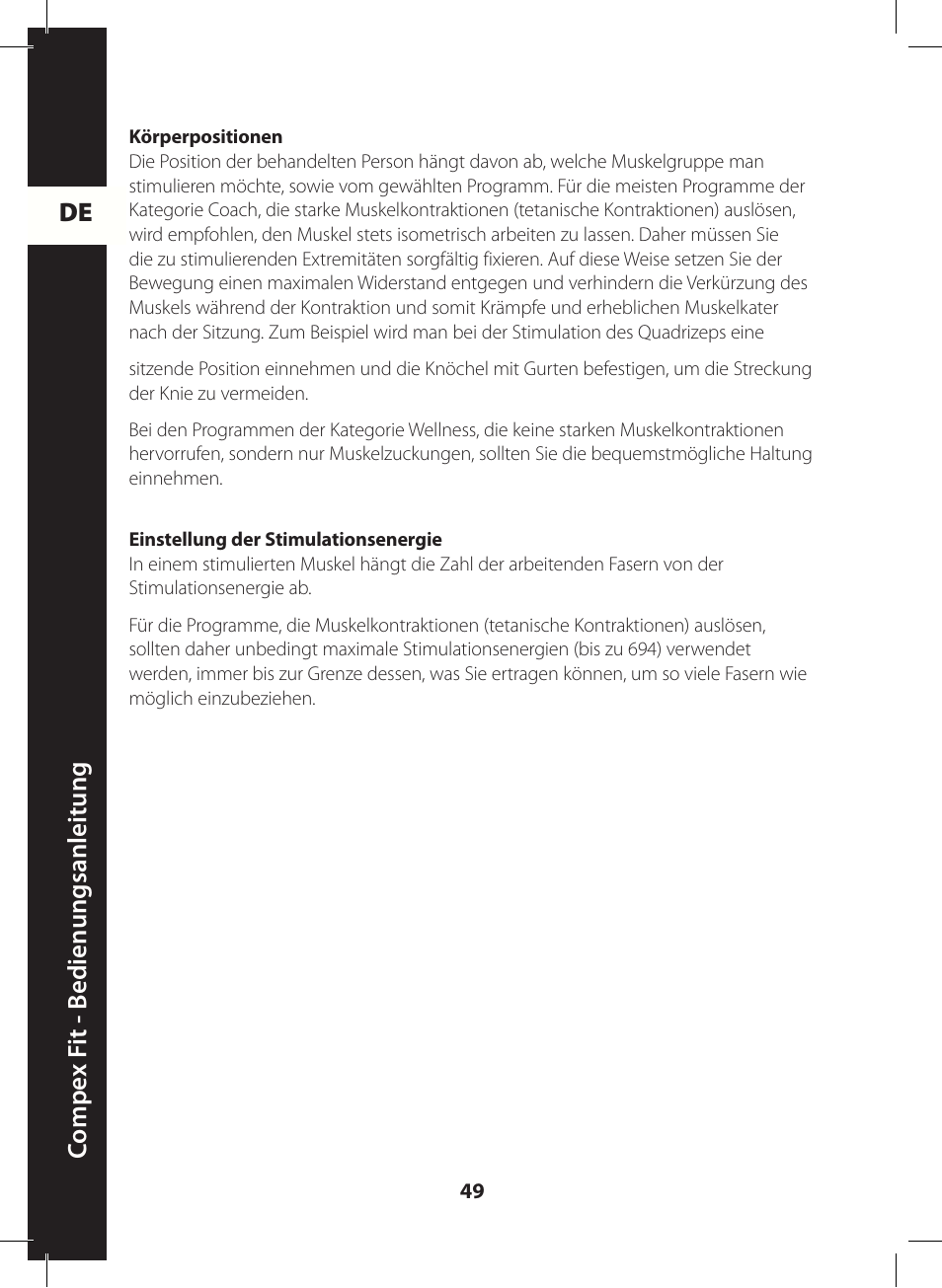 Compex FIT User Manual | Page 49 / 172