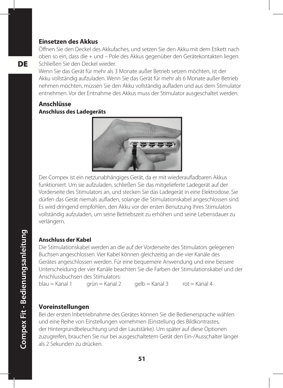 De c ompe x f it - b edienungsanleitung | Compex FIT User Manual | Page 51 / 172