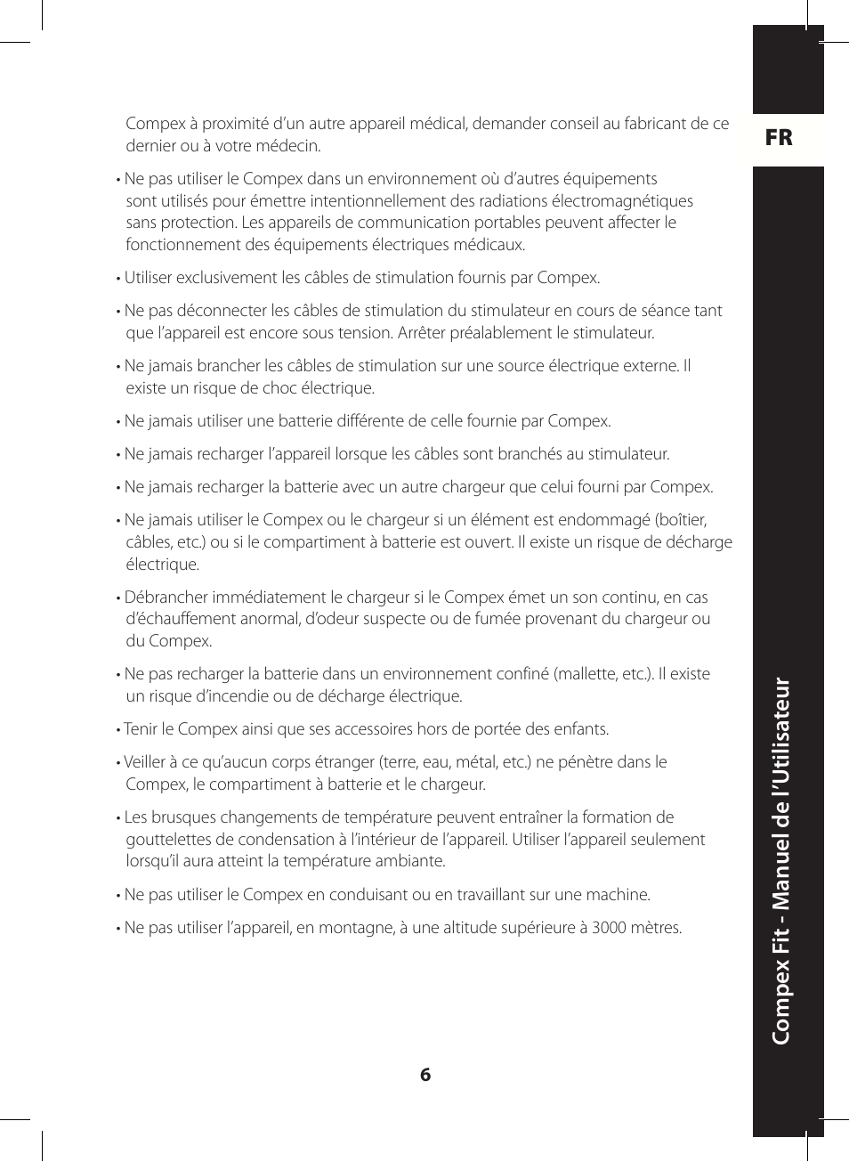 Fr c ompe x f it - m anuel de l ’utilisa teur | Compex FIT User Manual | Page 6 / 172