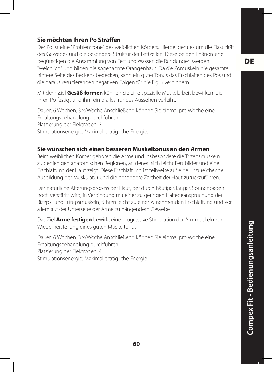 De c ompe x f it - b edienungsanleitung | Compex FIT User Manual | Page 60 / 172
