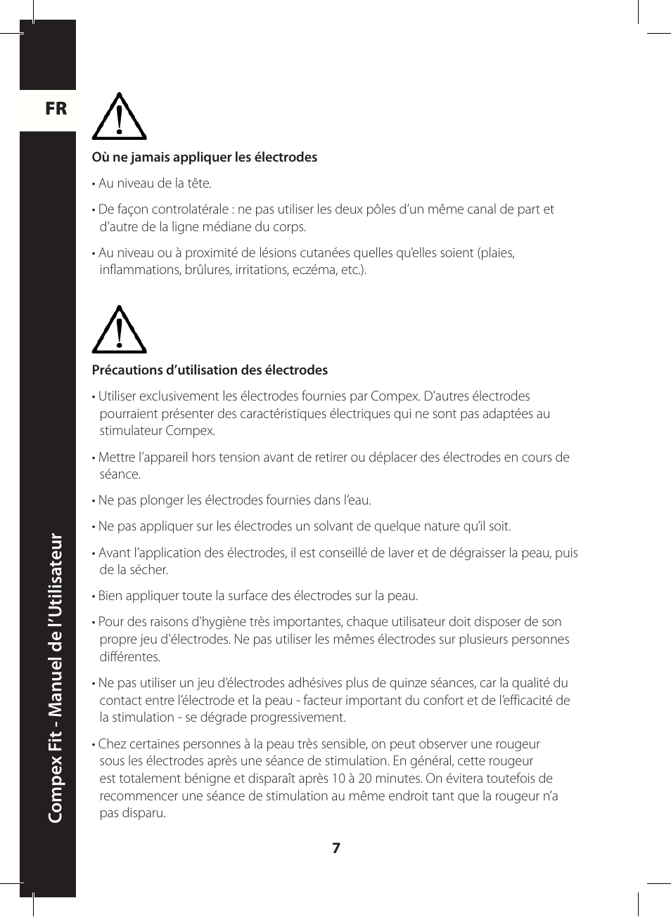 Fr c ompe x f it - m anuel de l ’utilisa teur | Compex FIT User Manual | Page 7 / 172
