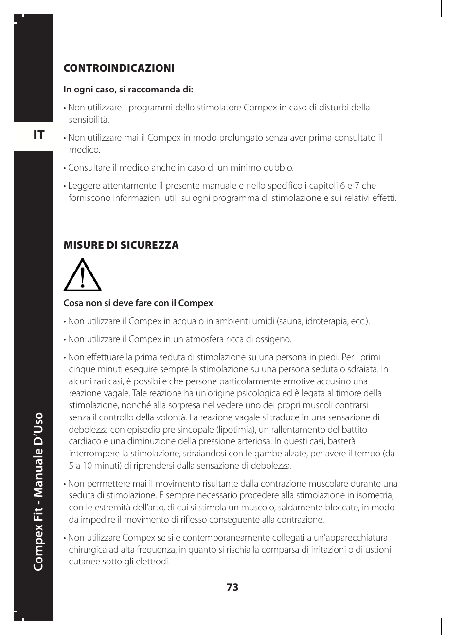 It c ompe x f it - m anuale d ’u so | Compex FIT User Manual | Page 73 / 172
