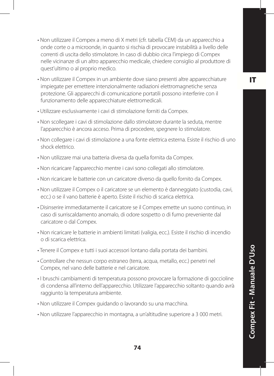 It c ompe x f it - m anuale d ’u so | Compex FIT User Manual | Page 74 / 172