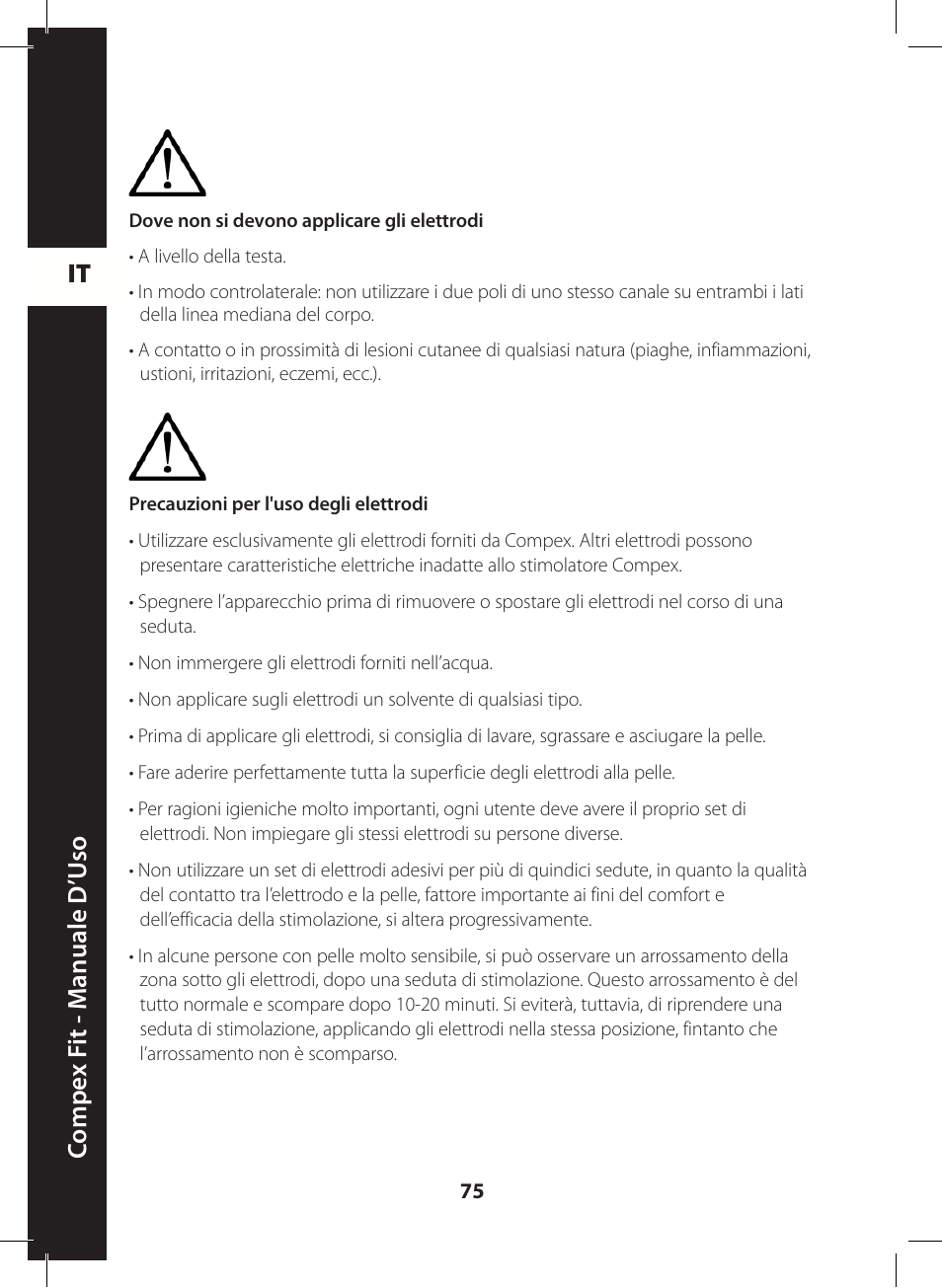 It c ompe x f it - m anuale d ’u so | Compex FIT User Manual | Page 75 / 172