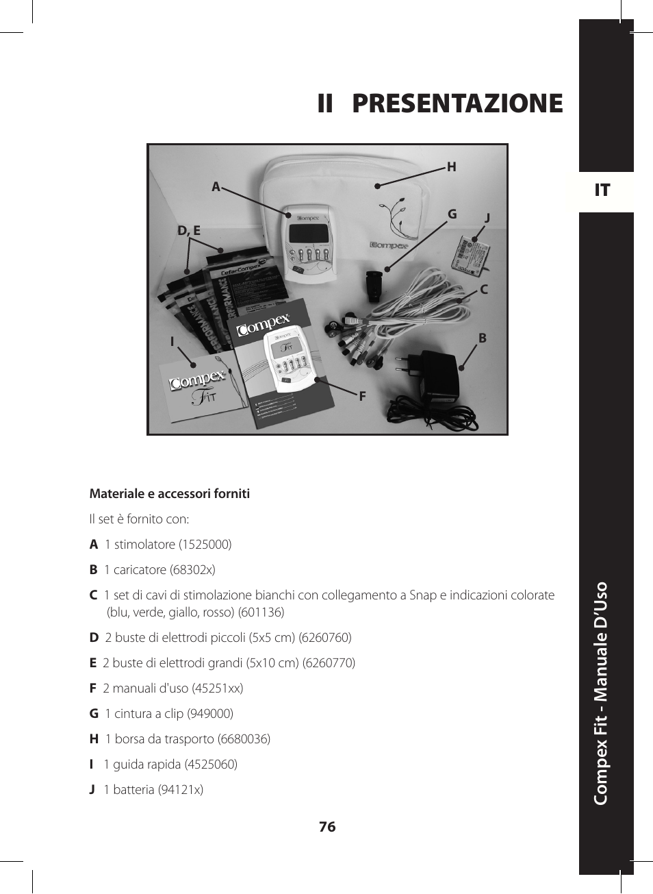 Ii presentazione, It c ompe x f it - m anuale d ’u so | Compex FIT User Manual | Page 76 / 172