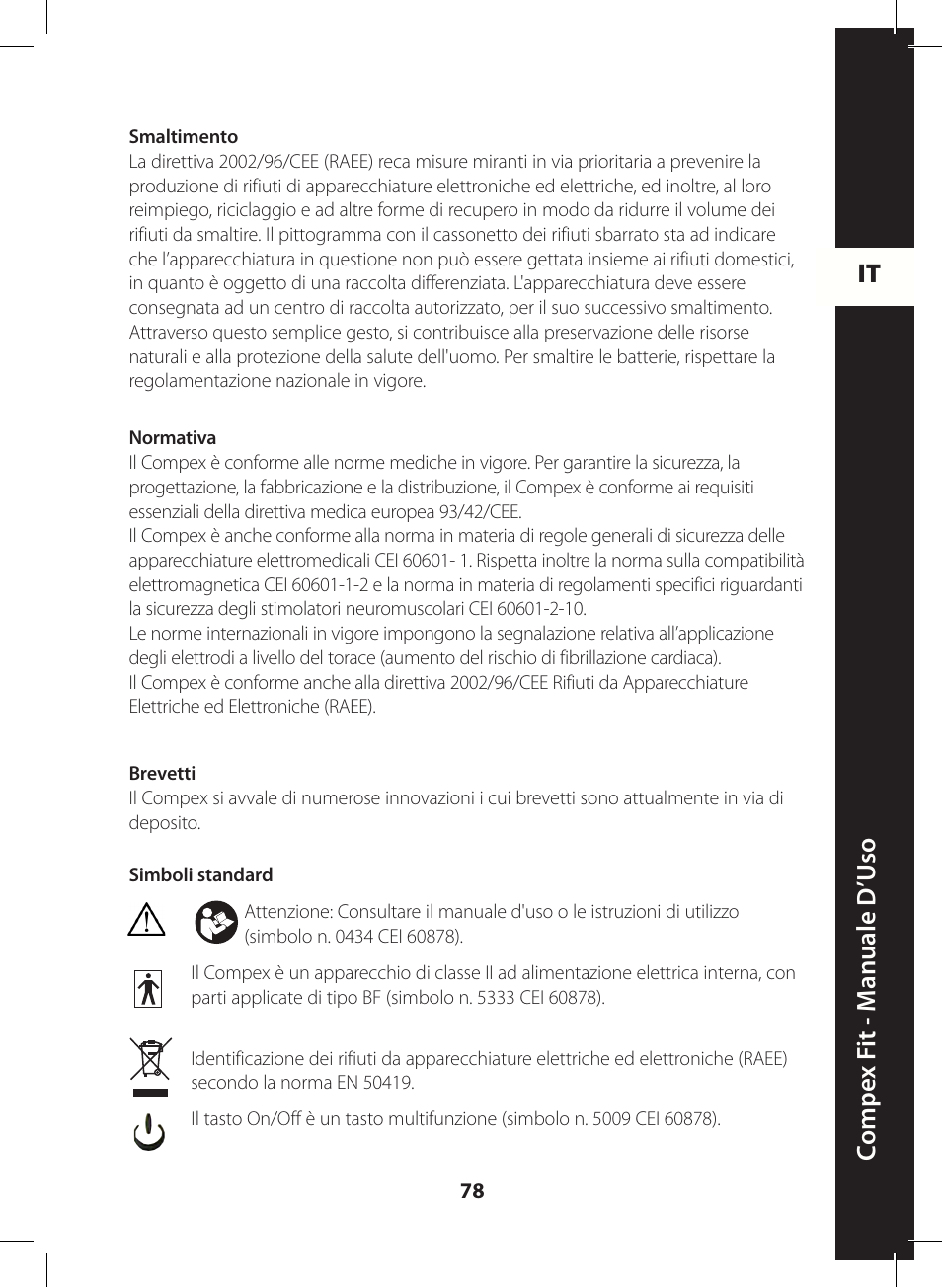 It c ompe x f it - m anuale d ’u so | Compex FIT User Manual | Page 78 / 172