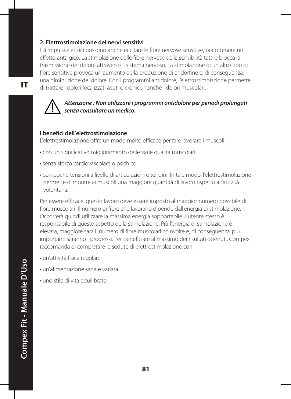 It c ompe x f it - m anuale d ’u so | Compex FIT User Manual | Page 81 / 172