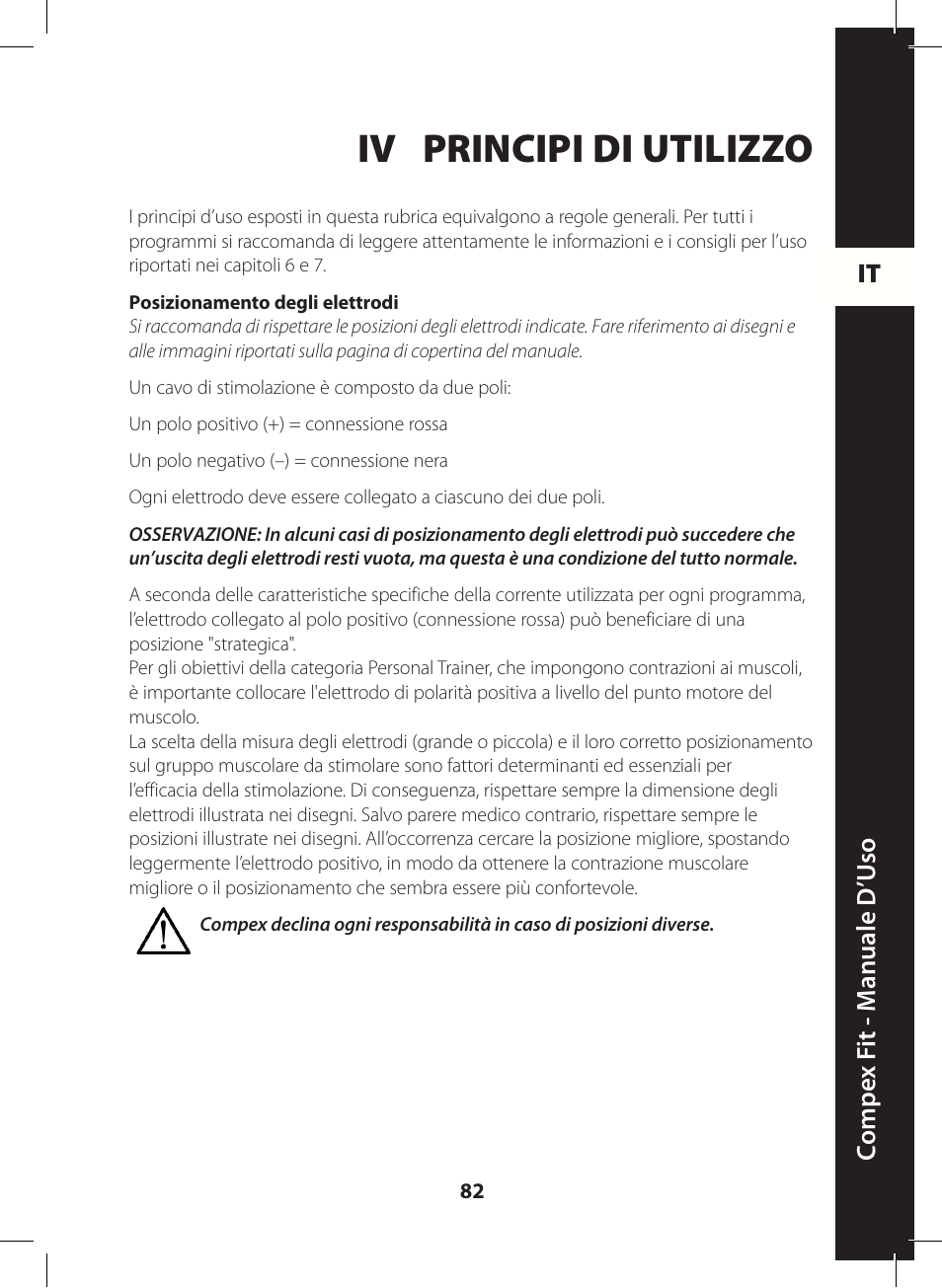 Iv principi di utilizzo | Compex FIT User Manual | Page 82 / 172