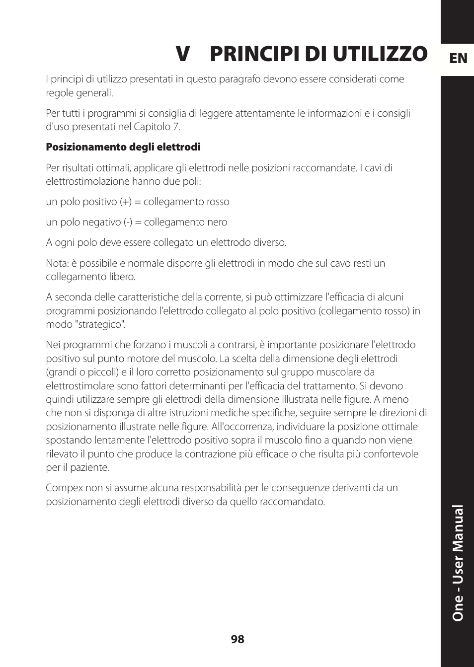 V principi di utilizzo, En one - u ser m anual | Compex ONE User Manual | Page 101 / 256