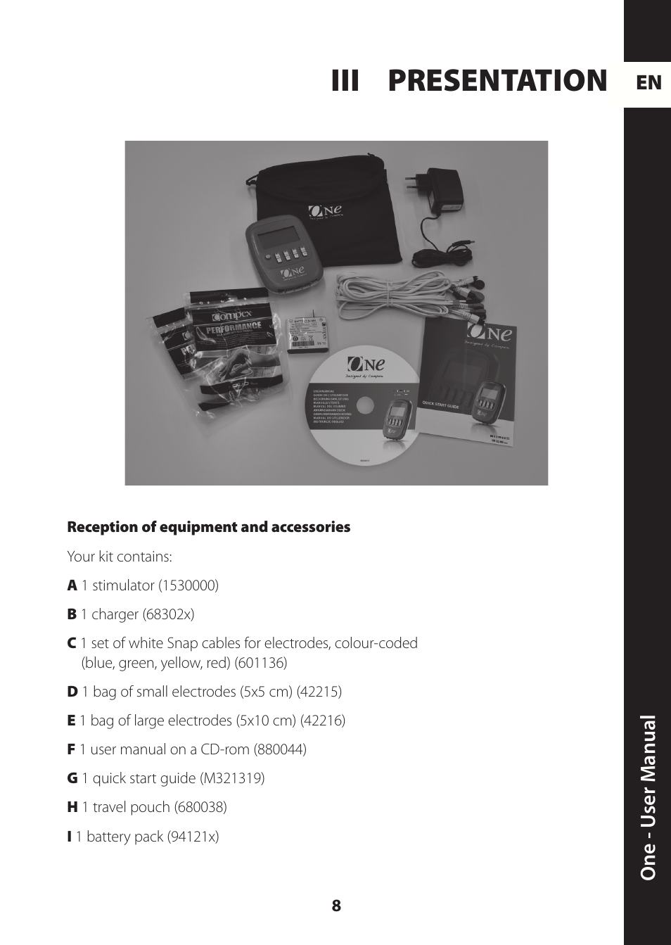 Iii presentation | Compex ONE User Manual | Page 11 / 256