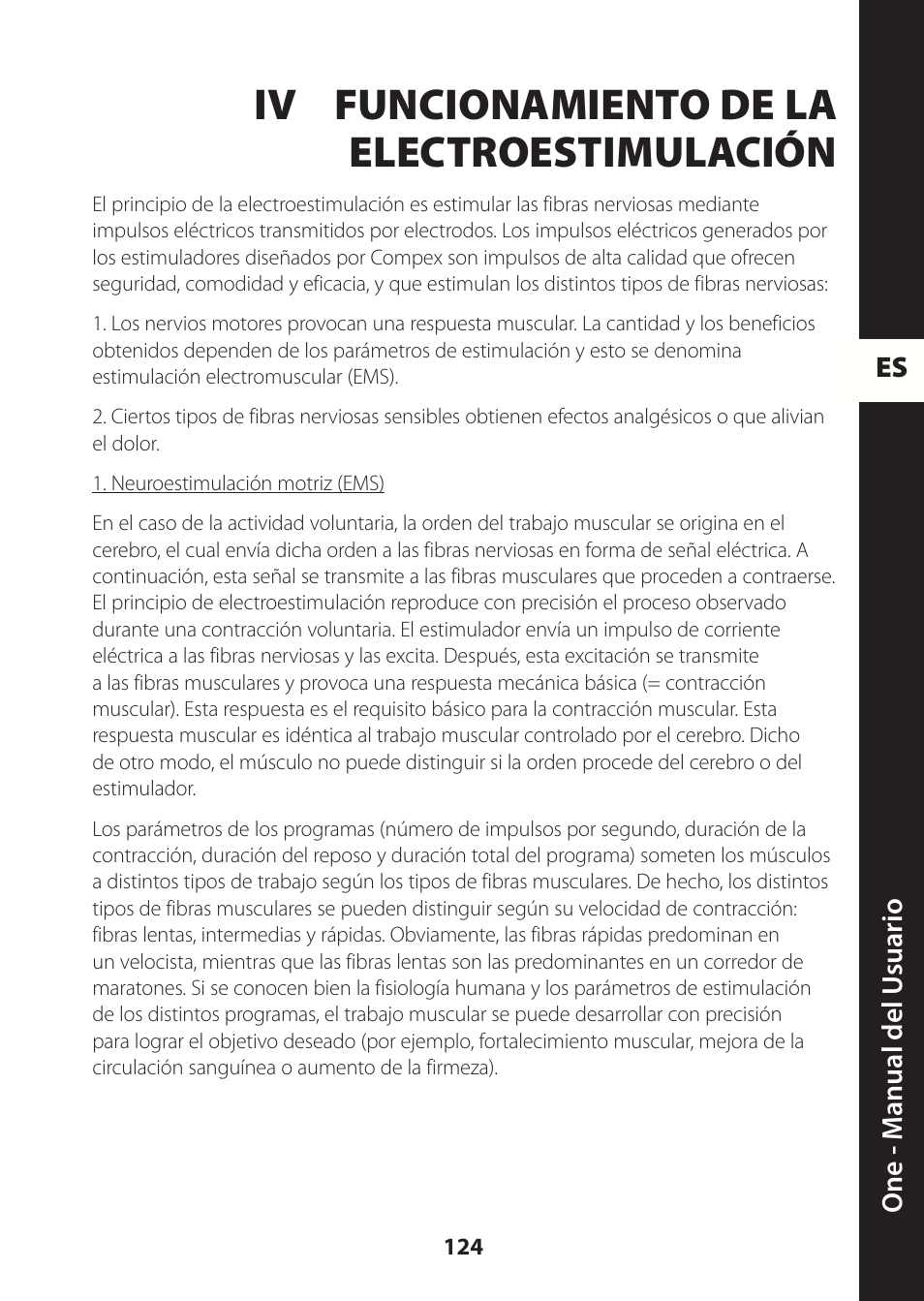 Iv funcionamiento de la electroestimulación | Compex ONE User Manual | Page 127 / 256