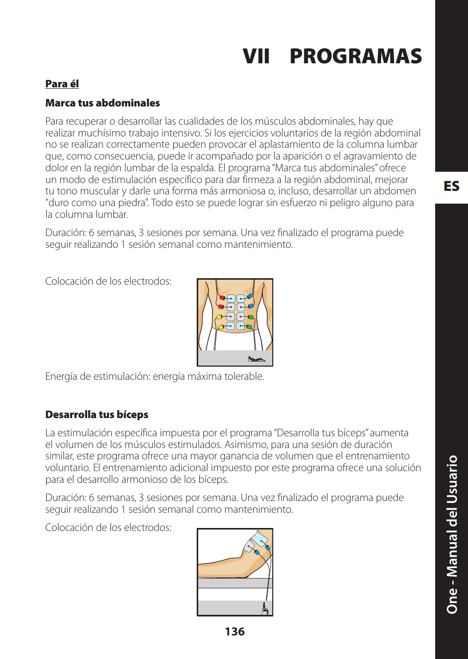 Vii programas, Es one - m anual del u suario | Compex ONE User Manual | Page 139 / 256