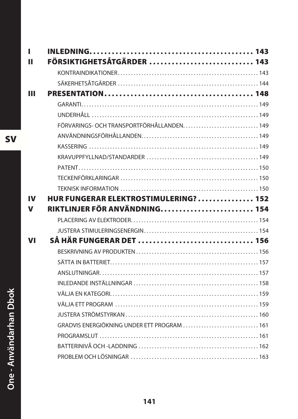 Sv one - a nv ändarhan dbok | Compex ONE User Manual | Page 144 / 256