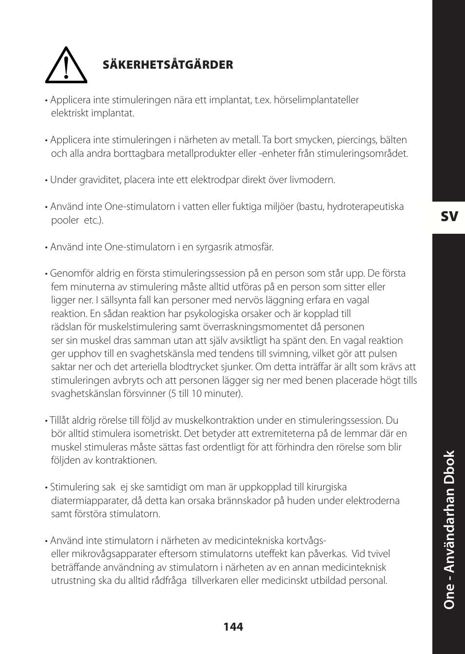 Sv one - a nv ändarhan dbok | Compex ONE User Manual | Page 147 / 256