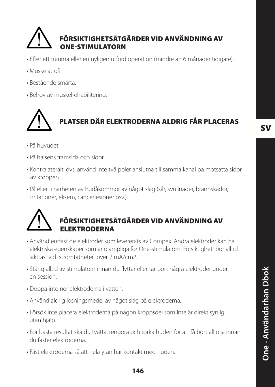 Sv one - a nv ändarhan dbok | Compex ONE User Manual | Page 149 / 256