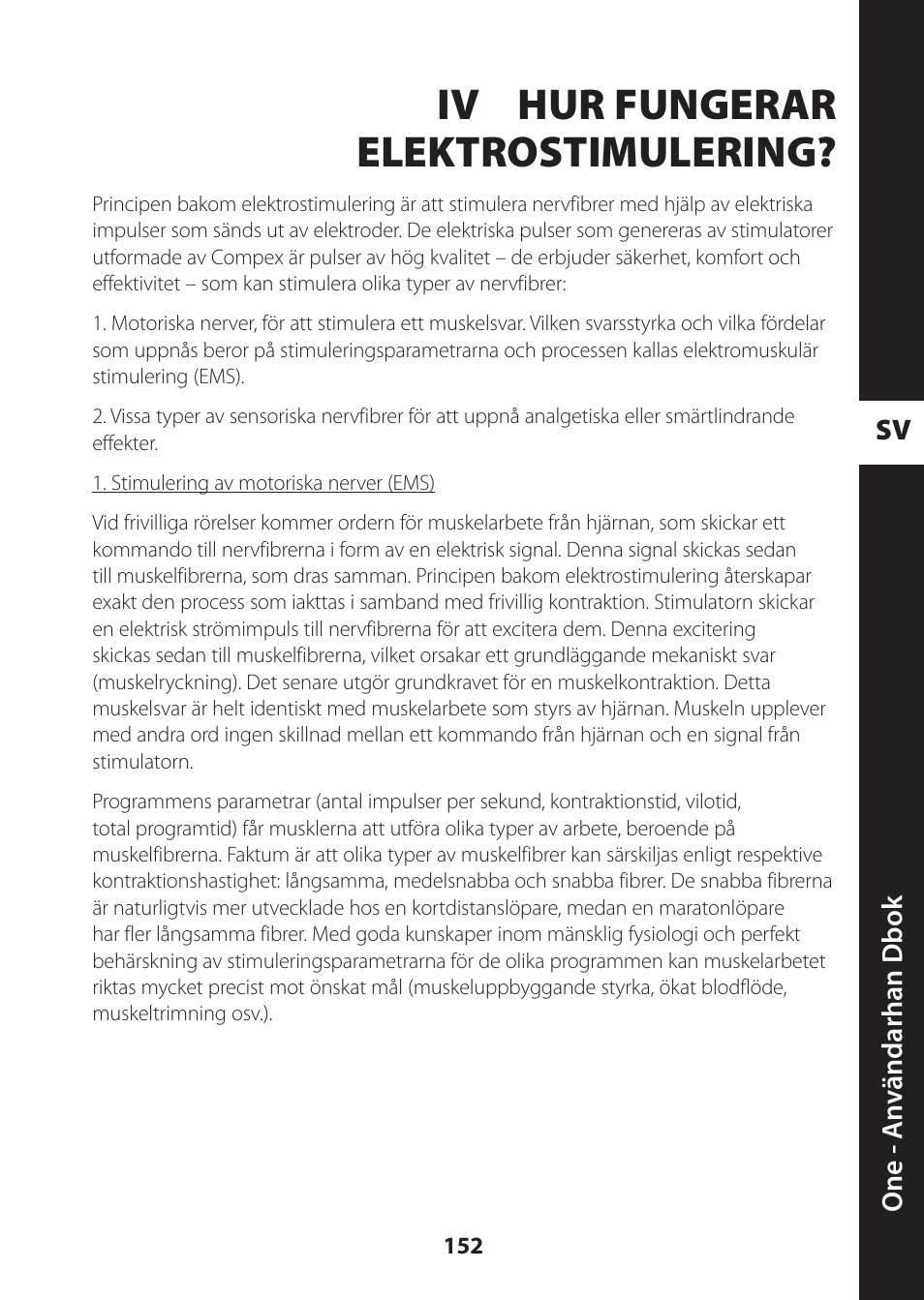 Iv hur fungerar elektrostimulering | Compex ONE User Manual | Page 155 / 256