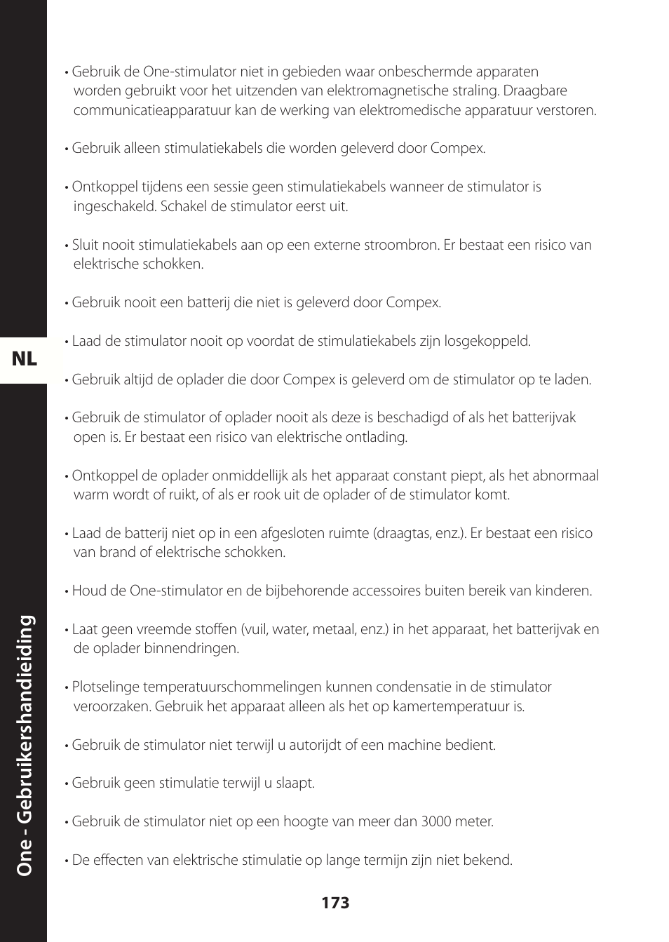 Nl one - g ebruik ershandieiding | Compex ONE User Manual | Page 176 / 256