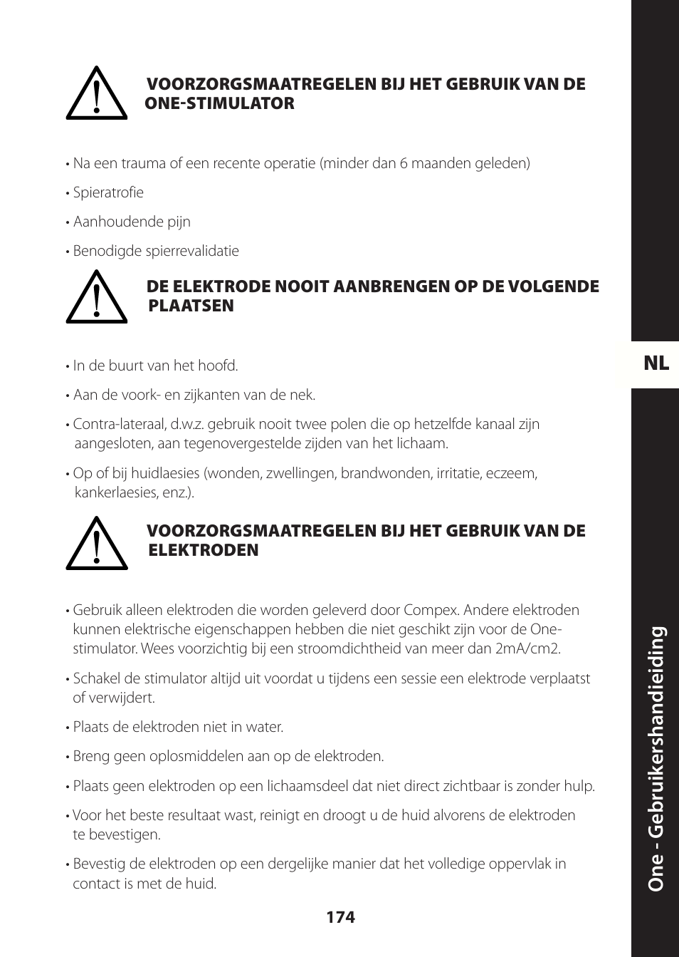 Nl one - g ebruik ershandieiding | Compex ONE User Manual | Page 177 / 256