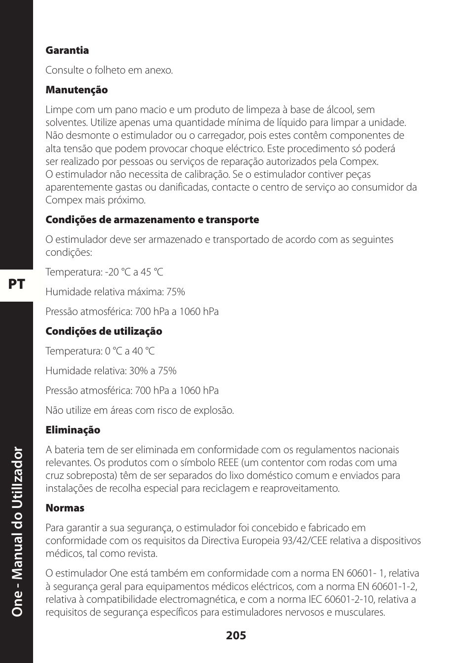 Pt one - m anual do utili zador | Compex ONE User Manual | Page 208 / 256