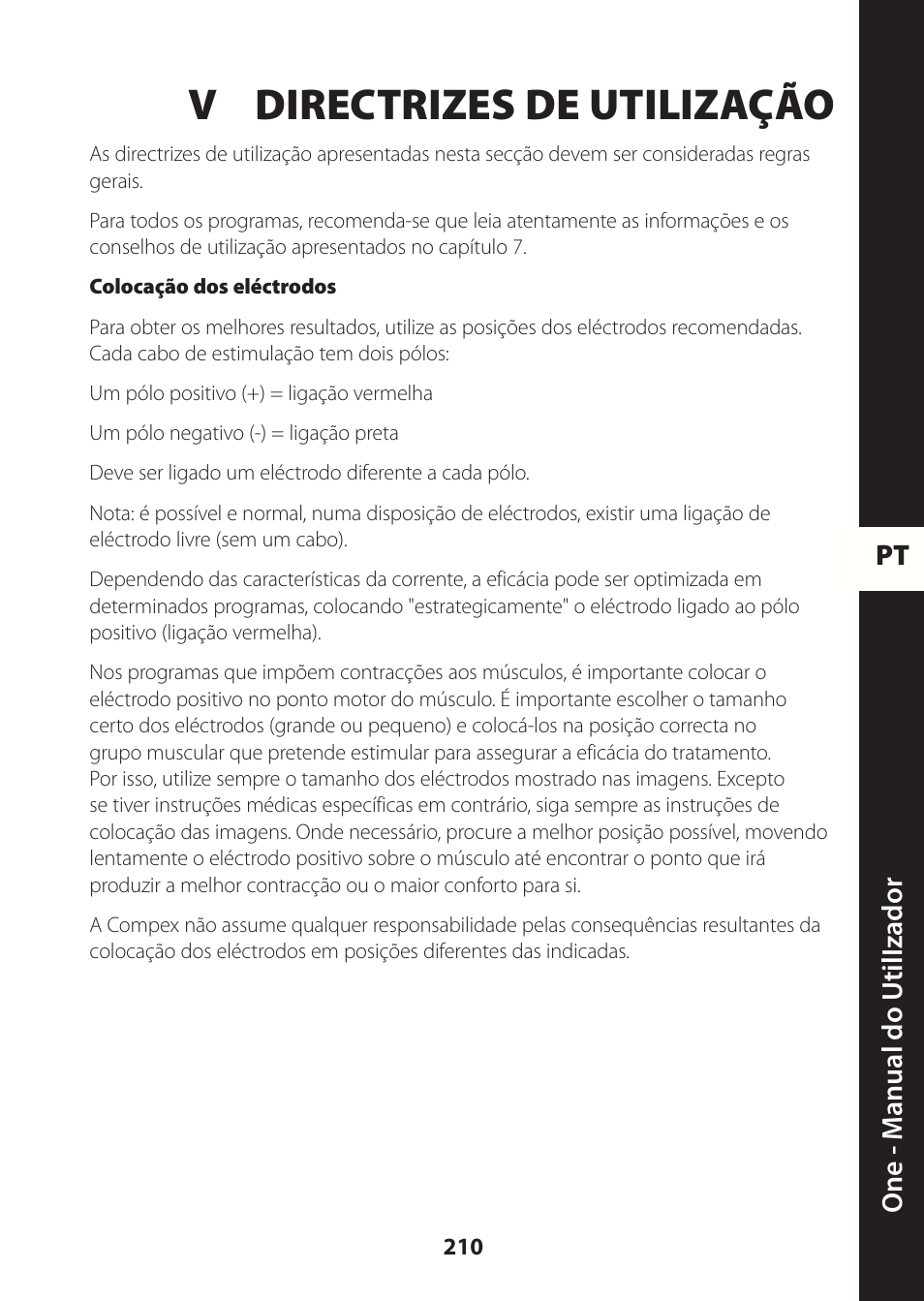 V directrizes de utilização | Compex ONE User Manual | Page 213 / 256