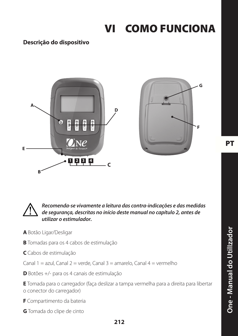Vi como funciona, Pt one - m anual do utili zador | Compex ONE User Manual | Page 215 / 256
