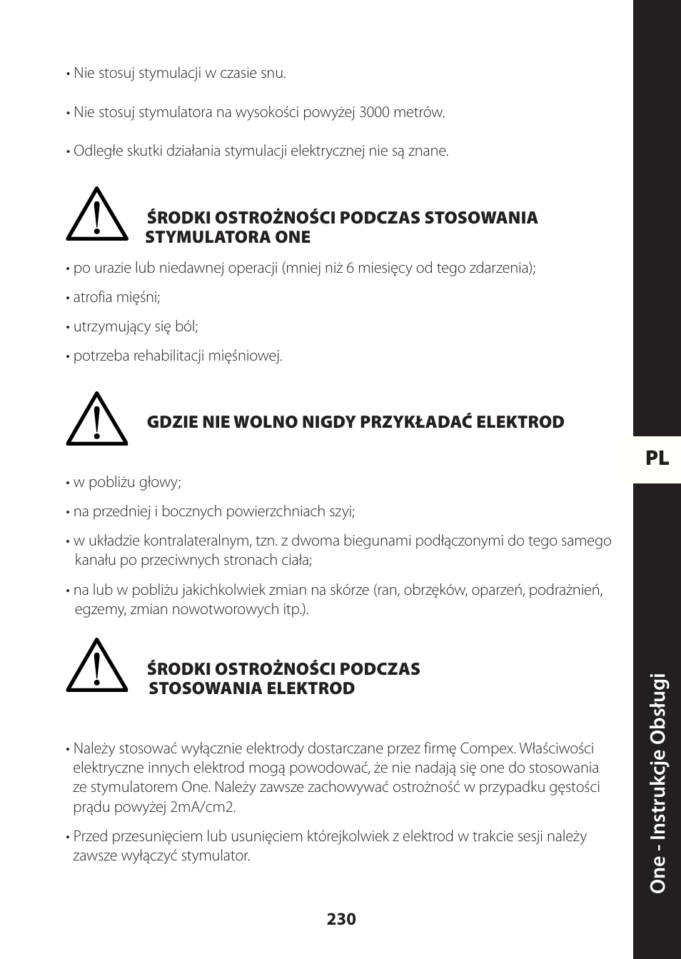 Pl one - instruk cje obsług i | Compex ONE User Manual | Page 233 / 256